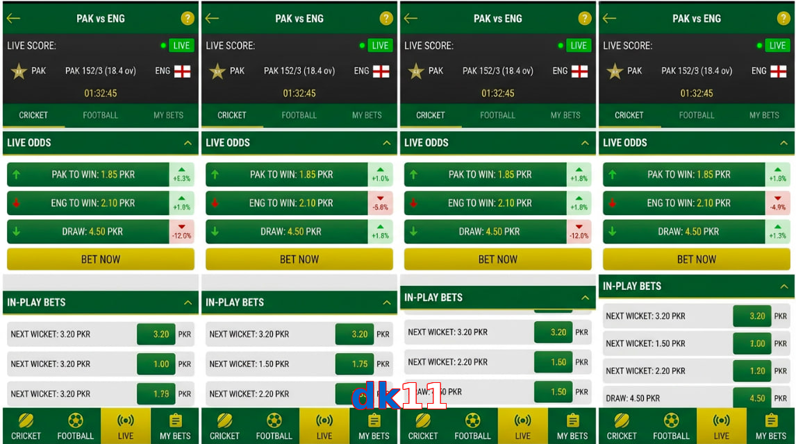 Game list for Dk11 bet section